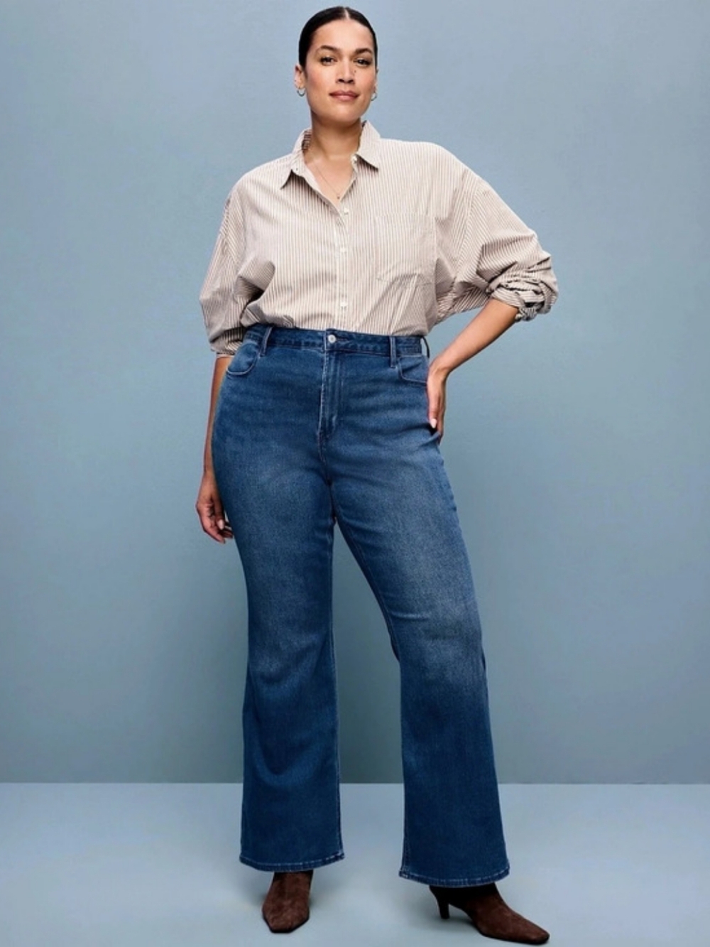 Old Navy Higher High-Rise Flare Jeans Sz 24 Tall 33" Inseam Blue Denim